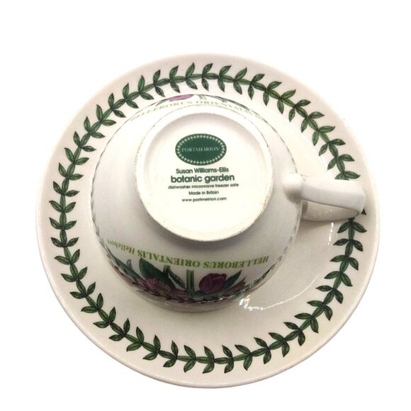 Portmeirion Botanic Garden "December" Teacup & Saucer Set With Purple Hellebore - Picture 7 of 14